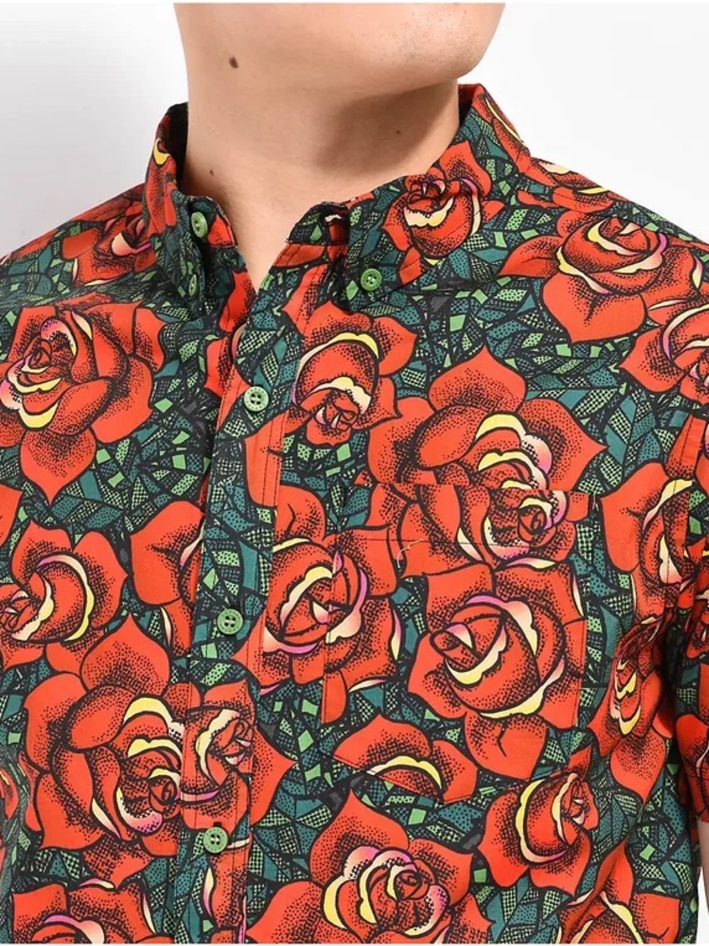 Empyre Otto Floral Red Short Sleeve Button Up Shirt Men’s